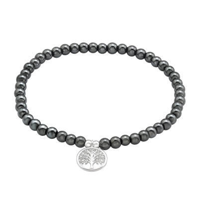 Silver Tree Of Life Bracelet with Natural Stone