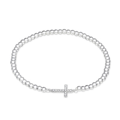 Silver Cross Bracelet with Cubic Zirconia