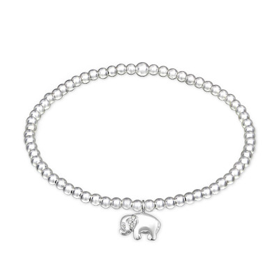 Silver Elephant Bracelet with Cubic Zirconia