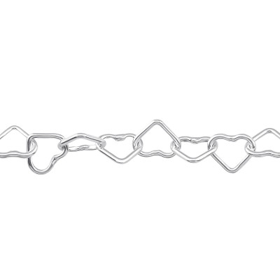 18cm Silver Heart Link Bracelet