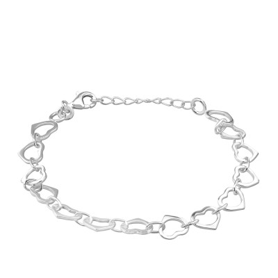 Silver Heart Link Bracelet