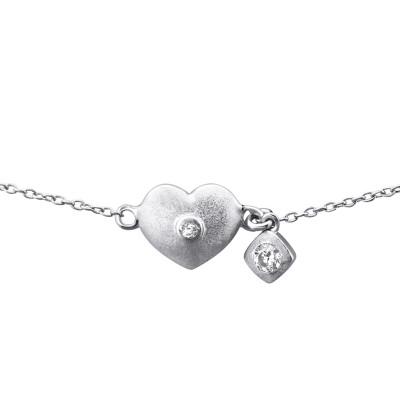 Heart Sterling Silver Bracelet with Cubic Zirconia
