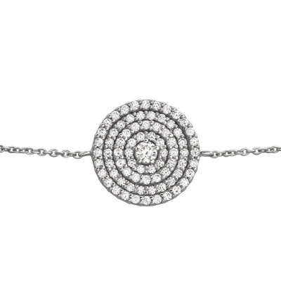 Round Sterling Silver Bracelet with Cubic Zirconia