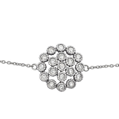 Flower Sterling Silver Bracelet with Cubic Zirconia