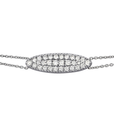 Double Chain Sterling Silver Bracelet with Cubic Zirconia