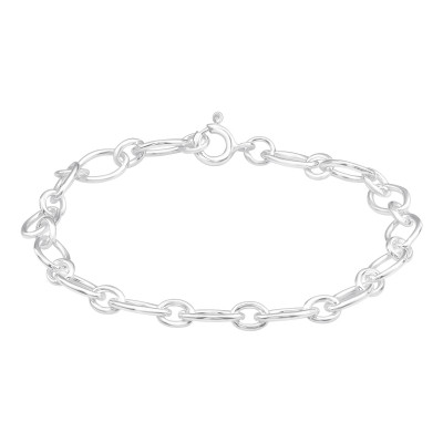 Silver 19cm Cable Chain Bracelet