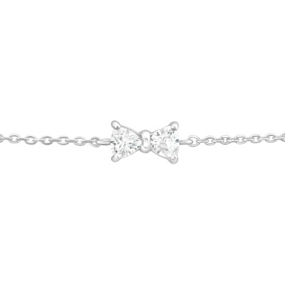 Silver Bow Bracelet with Cubic Zirconia