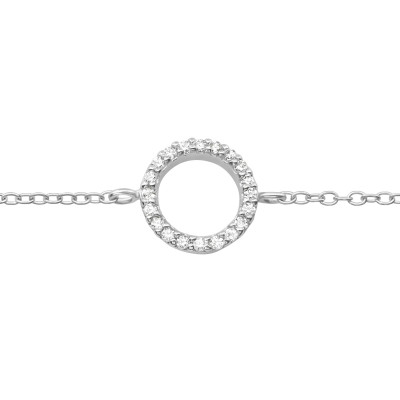 Silver Circle Bracelet with Cubic Zirconia