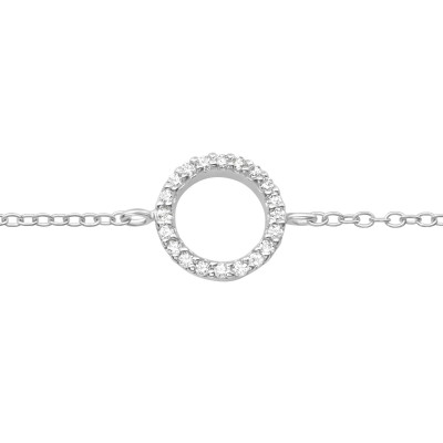 Silver Circle Bracelet with Cubic Zirconia