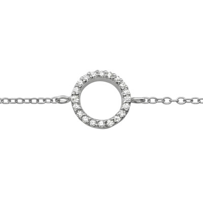 Silver Circle Bracelet with Cubic Zirconia