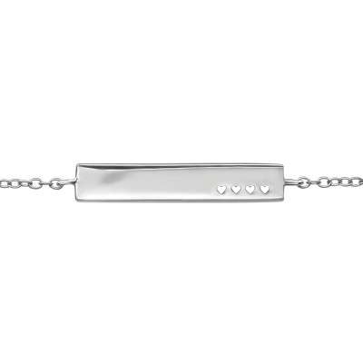 Silver Bar with Heart Bracelet