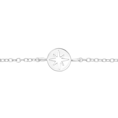 Silver Starburst Cut Out Disc Bracelet