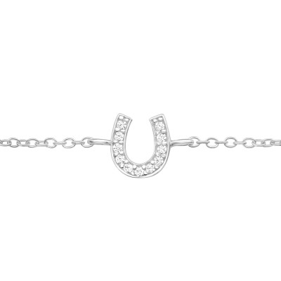 Silver Horseshoe Bracelet with Cubic Zirconia