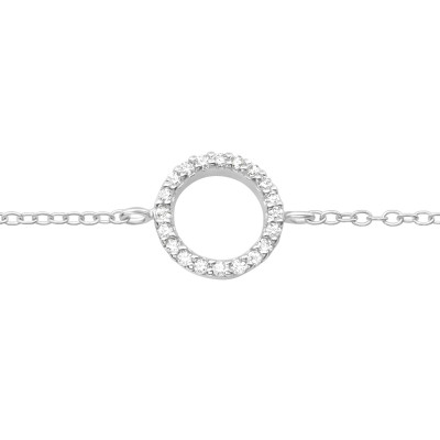 Silver Circle Bracelet with Cubic Zirconia