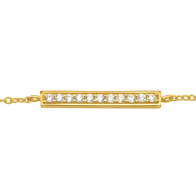 Silver Bar Bracelet with Cubic Zirconia