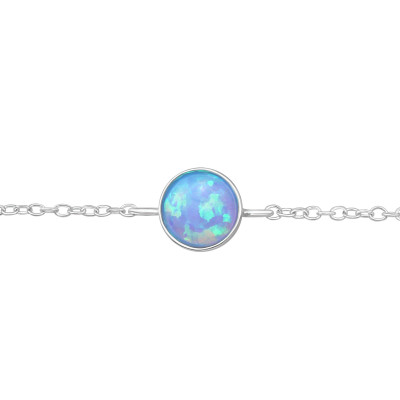 Silver Round Bracelet with Synthetic Opal