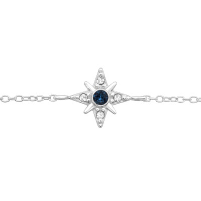 Silver Northern Star Bracelet with Genuine European Crystal