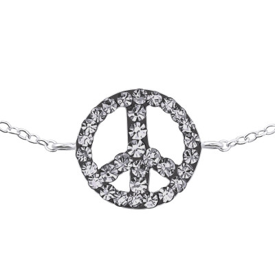 Silver Peace Sign Bracelet