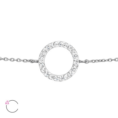 Silver Circle Bracelet with Genuine European Crystals