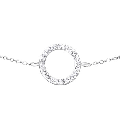 Silver Circle Bracelet with Crystal