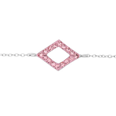 Silver Rectangle Bracelet with Crystal