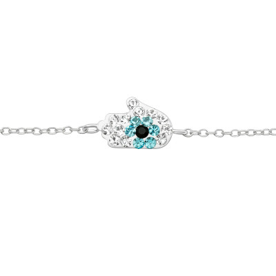 Silver Evil Eye Bracelet with Crystal