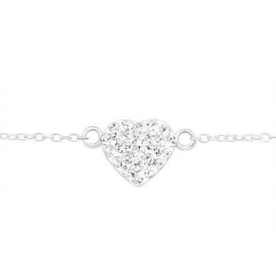 Silver Heart Bracelet with Crystal