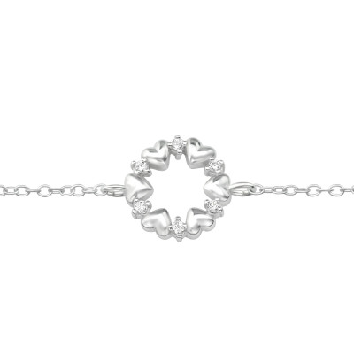 Silver Heart Bracelet with Cubic Zirconia