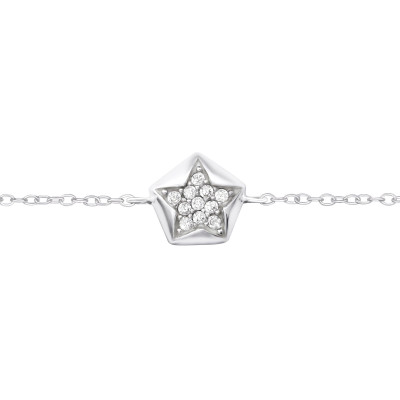 Silver Star Bracelet with Cubic Zirconia