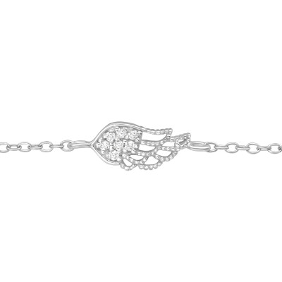 Silver Wing Bracelet with Cubic Zirconia