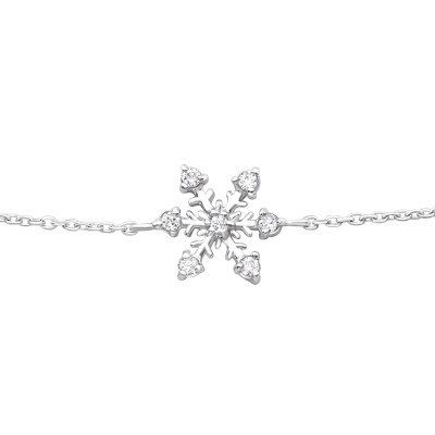 Silver Snowflake Bracelet with Cubic Zirconia