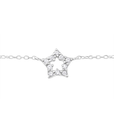 Star Sterling Silver Bracelet with Cubic Zirconia