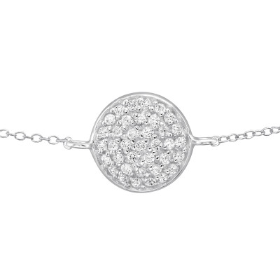 Round Sterling Silver Bracelet with Cubic Zirconia