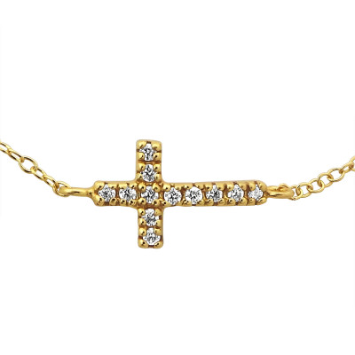 Cross Inline Sterling Silver Bracelet with Cubic Zirconia