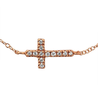 Cross Inline Sterling Silver Bracelet with Cubic Zirconia