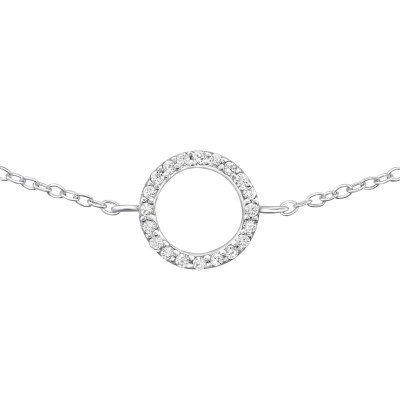 Silver Circle Bracelet with Cubic Zirconia