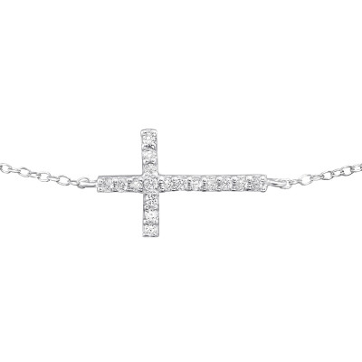 Cross Sterling Silver Bracelet with Cubic Zirconia