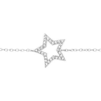 Star Sterling Silver Bracelet with Cubic Zirconia