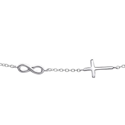 Infinity and Cross Sterling Silver Bracelet