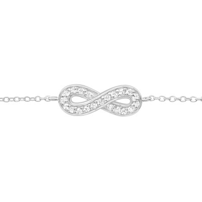 Silver Infinity Bracelet with Cubic Zirconia