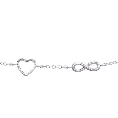 Heart and Infinity Sterling Silver Bracelet