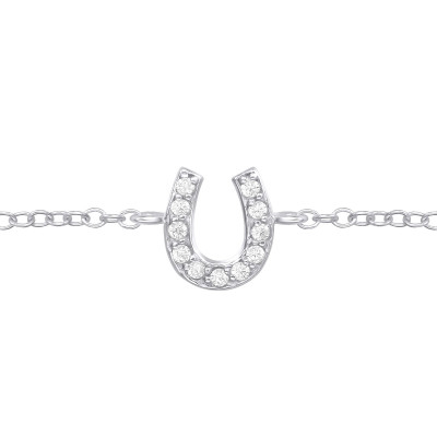 Silver Horseshoe Bracelet with Cubic Zirconia