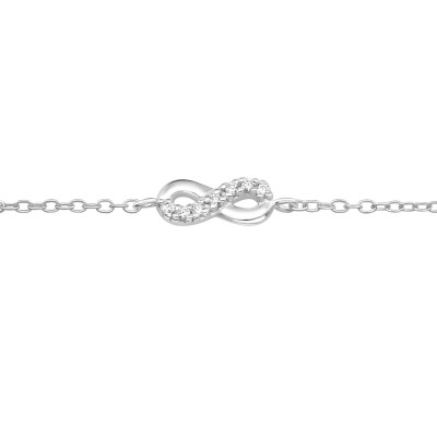 Silver Infinity Bracelet with Cubic Zirconia