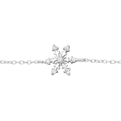 Snowflake Sterling Silver Bracelet with Cubic Zirconia