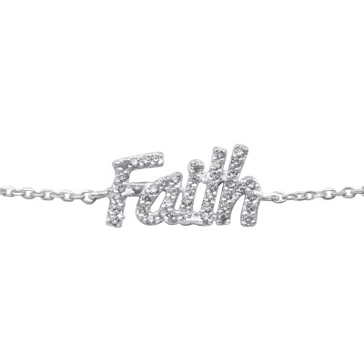 Faith Sterling Silver Bracelet with Cubic Zirconia