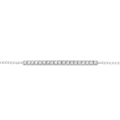 Bar Sterling Silver Bracelet with Cubic Zirconia