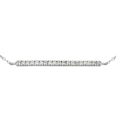 Silver Bar Bracelet with Cubic Zirconia