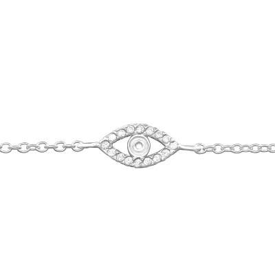 Silver Evil Eye Bracelet with Cubic Zirconia