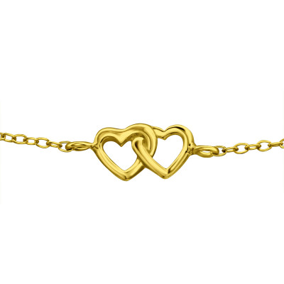 Double Heart Inline Sterling Silver Bracelet