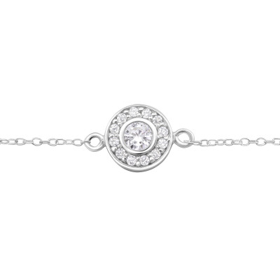 Silver Round Bracelet with Cubic Zirconia